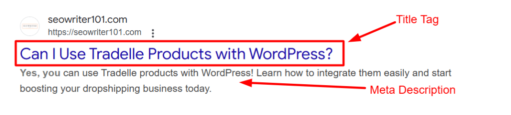 describing title tag and meta description