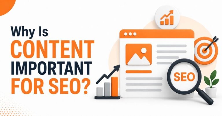 Why content is important for SEO illustration with search and ranking elements