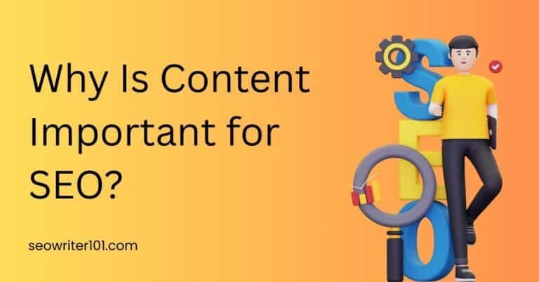 Why is content important for SEO illustrated with SEO icons, search symbol, and content concept