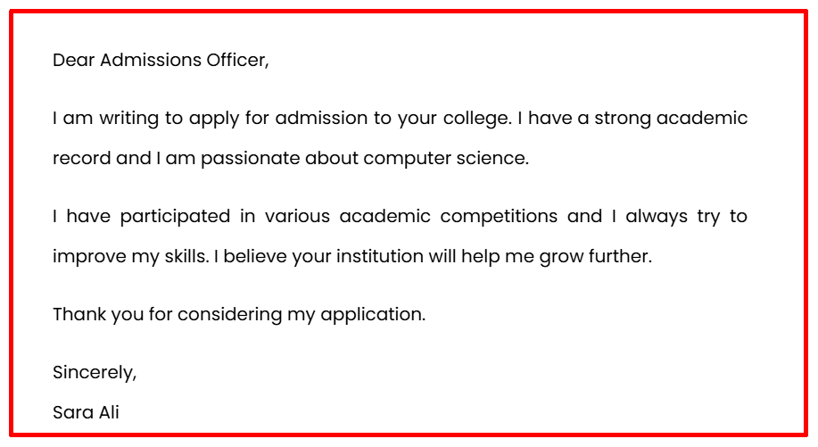 Example of School/College Application Letter