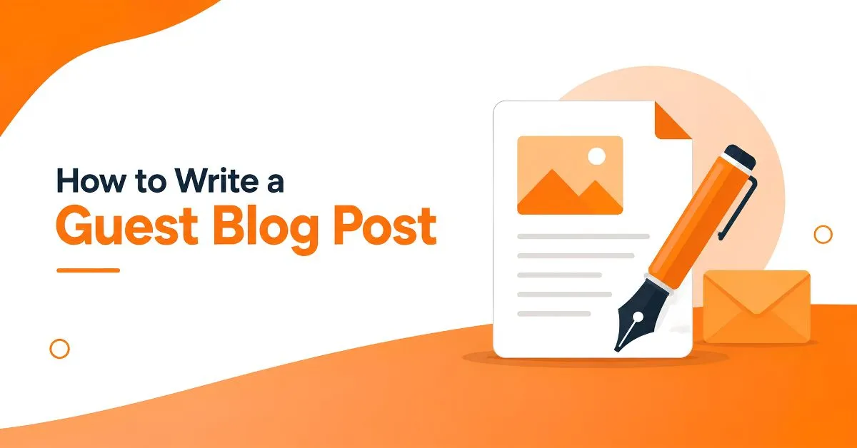 How to Write a Guest Blog Post with a document and pen illustration